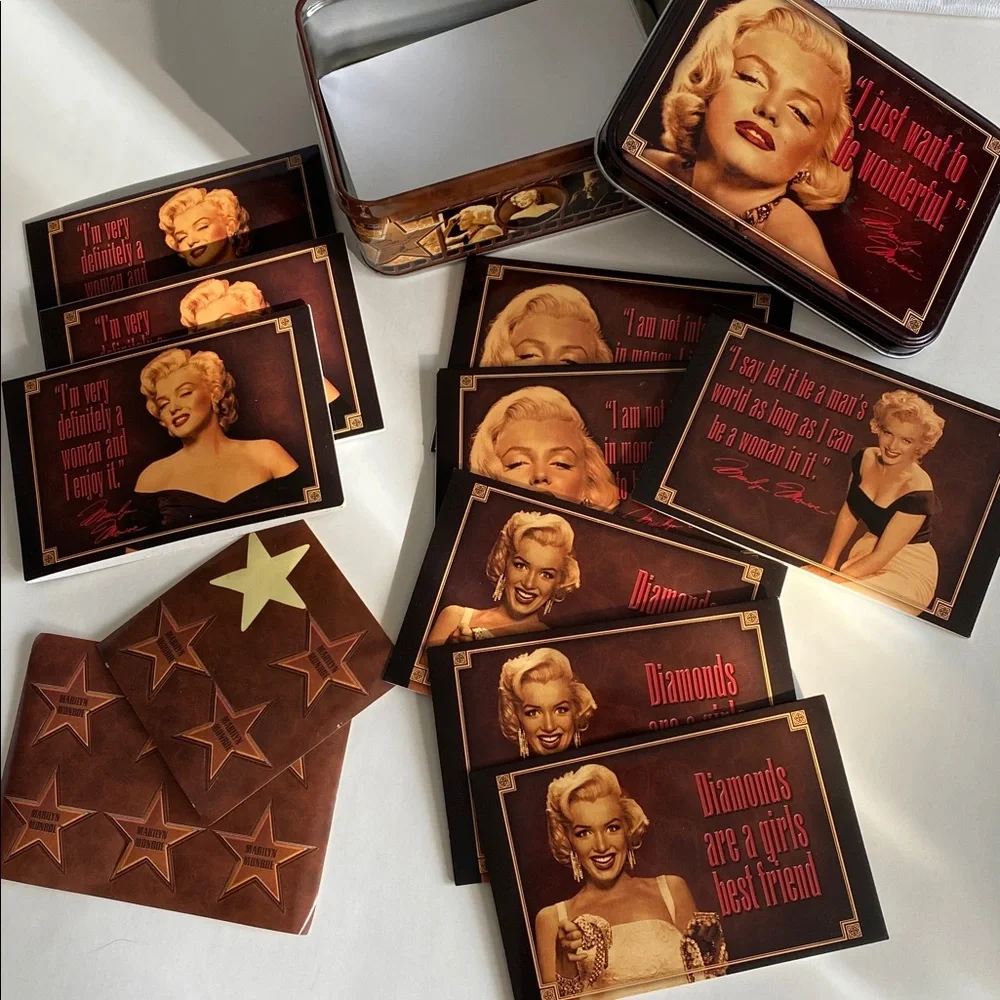 RARE 2005 Vintage Style Iconic Marilyn Manroe Tin Metal Box Notecards Envelopes